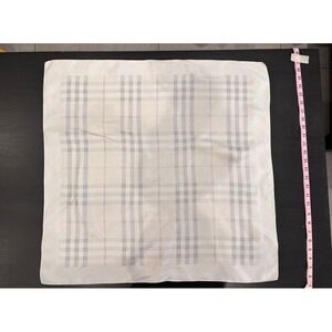 Burberry Silk Square Scarf White Grey Lavender Purple Nova Check 26x26